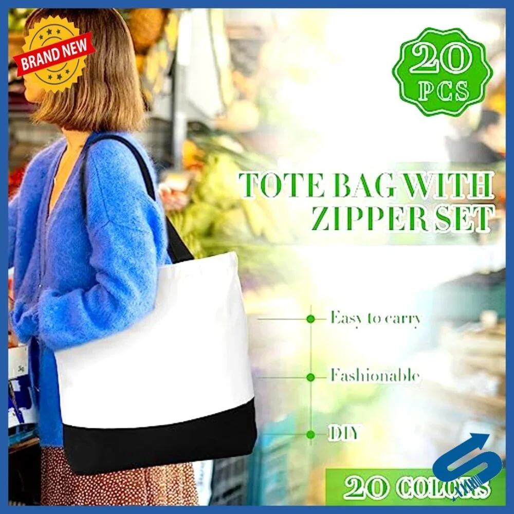 Large Canvas Tote Bags Bulk Set Reusable Blank DIY Craft Gift Shopping